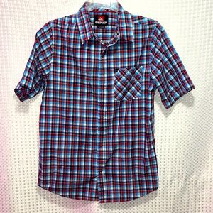 Quiksilver Red And Blue Plaid Button Down Boys Shirt Size XL Size 20